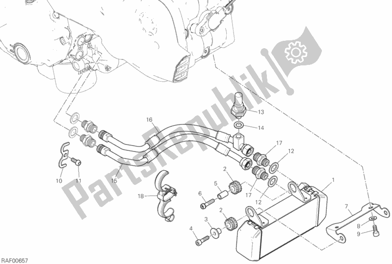 Alle onderdelen voor de Olie Koeler van de Ducati Hypermotard 950 SP USA 2019
